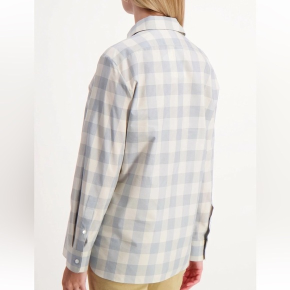 Theory Women's Classic Menswear Cotton Silk Shirt Blue Stream Button Down Top - Picture 4 of 11